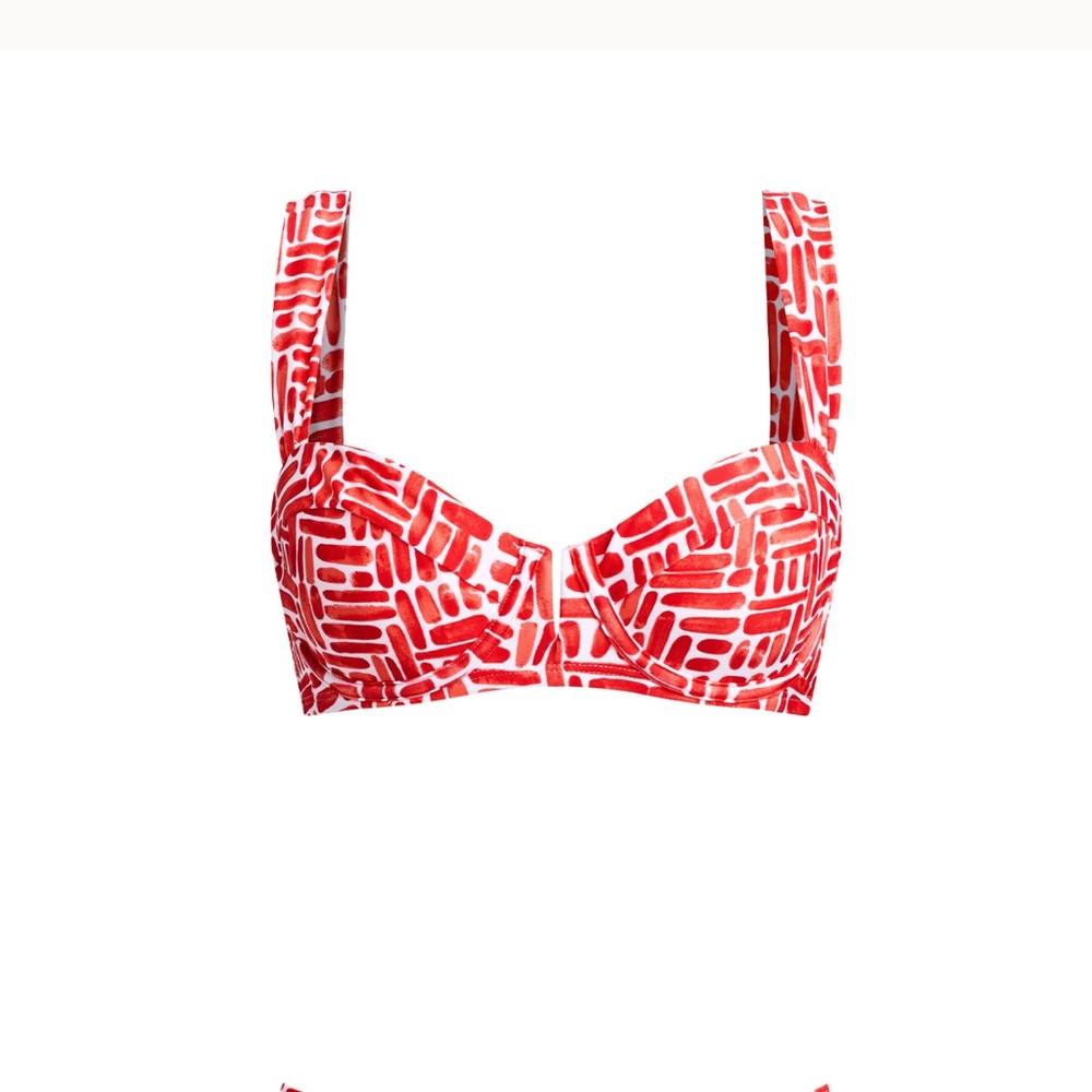 Cupshe Red Geometric Bikini Top